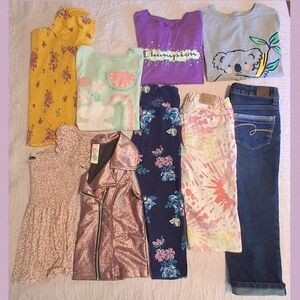 Youth Summer Tops, Capri Pants, & Metallic Vest Girls Large 10-12